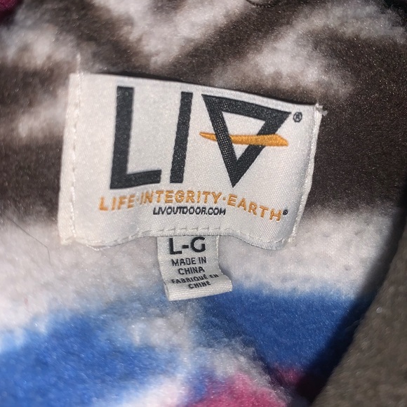 LIV Outdoor Fleece Button Up Sweater Large Aztec Pattern - Picture 4 of 5